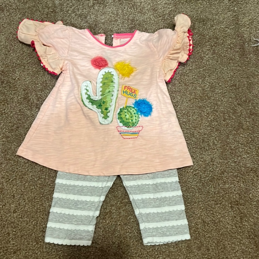 Mud pie cactus baby clothing set, size 6-9
